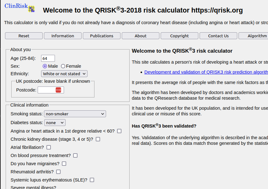 QRISK®3-2018 risk calculator